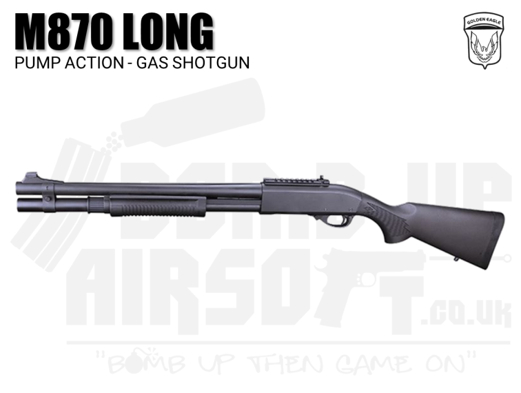 Golden Eagle M870 Tri-Shot Gas Pump Action Shotgun (Long - Black - M8872 - V2)