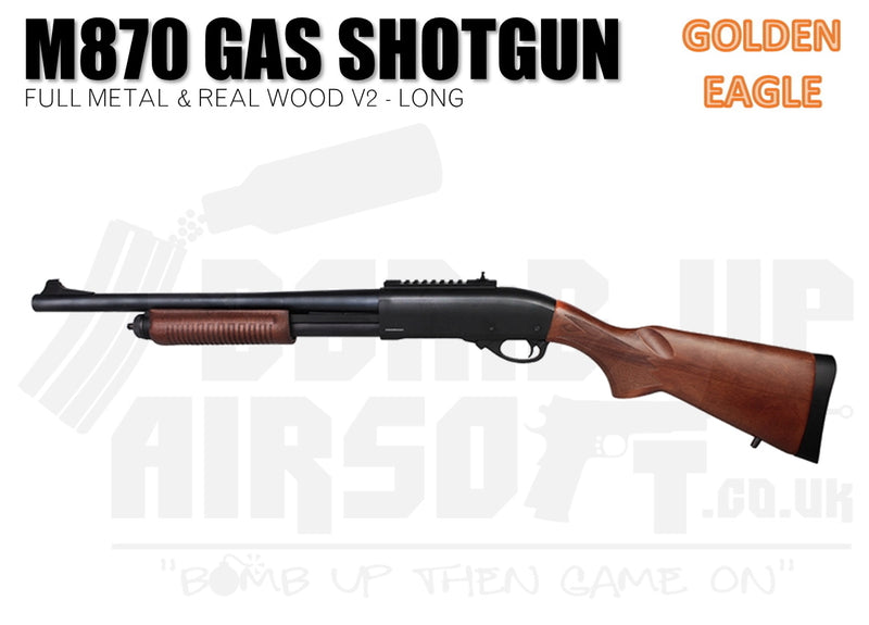 Golden Eagle M870 Tri-Shot V2 Gas Shotgun - Real Wood