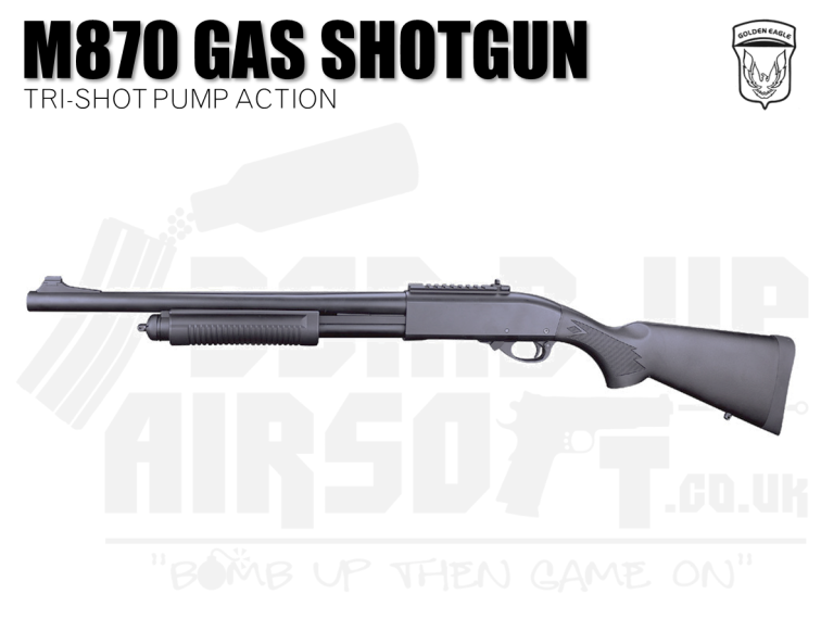 Golden Eagle M870 Tri-Shot Gas Pump Action Shotgun (Long - Black - M8870 - V2)