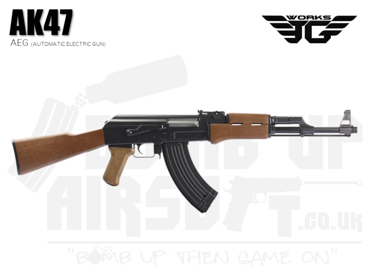 JG Works AK47 Wood Full Stock AEG Airsoft Rifle