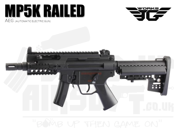 JG MP5K With Rails and M4 Stock AEG Airsoft SMG