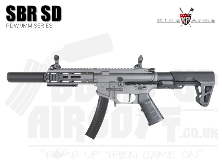 King Arms PDW 9mm SBR SD - Gun Metal Grey