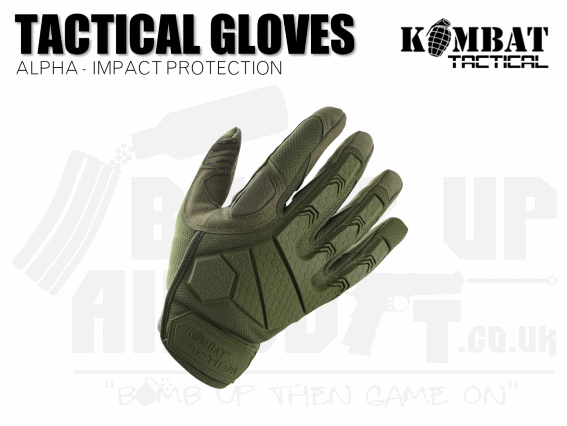 Kombat UK Alpha Tactical Gloves - Green - Various Sizes