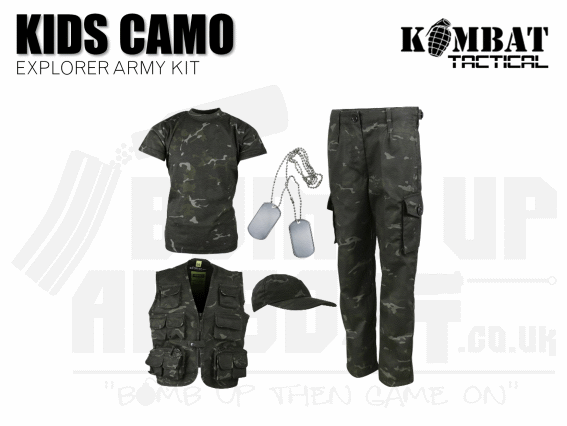 Kombat UK Kids Camouflage Explorer Army Kit - BTP Black