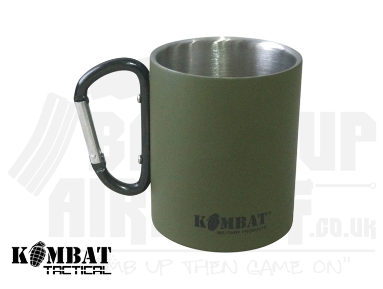 Kombat UK Carabiner Stainless Steel Mug - Olive Green
