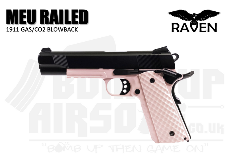 Raven 1911 MEU Railed GBB Airsoft Pistol - Black/Pink