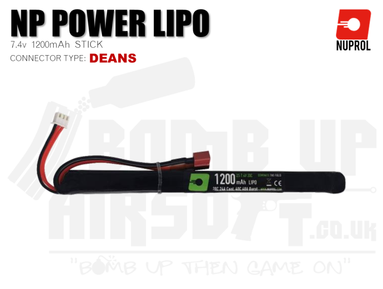 Nuprol NP Power LiPo Battery 1200mah 7.4v 20c SLIM (8125) - Deans