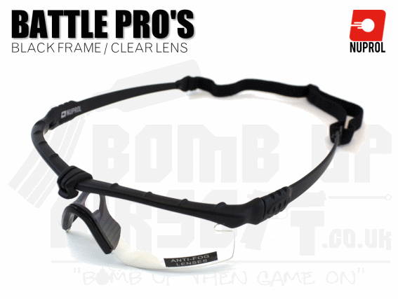 Nuprol PMC Battle Pro Eye Protection With Inserts - Black Frame/Clear Lens