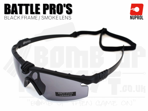 Nuprol PMC Battle Pro Eye Protection With Inserts - Black Frame/Smoke Lens
