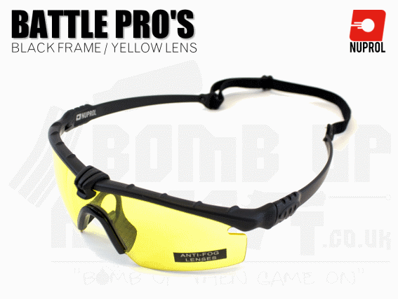 Nuprol PMC Battle Pro Eye Protection With Inserts - Black Frame/Yellow Lens