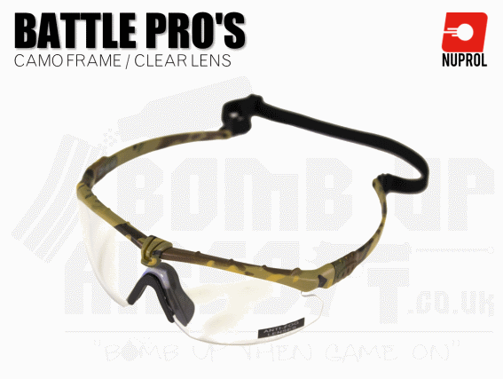 Nuprol PMC Battle Pro Eye Protection With Inserts - Camo Frame/Clear Lens
