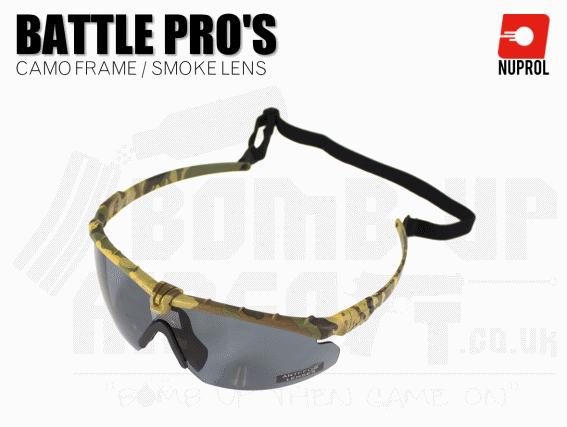 Nuprol PMC Battle Pro Eye Protection With Inserts - Camo Frame/Smoke Lens