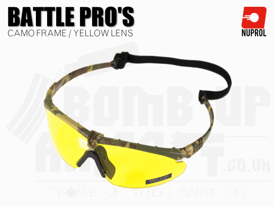 Nuprol PMC Battle Pro Eye Protection With Inserts - Camo Frame/Yellow Lens