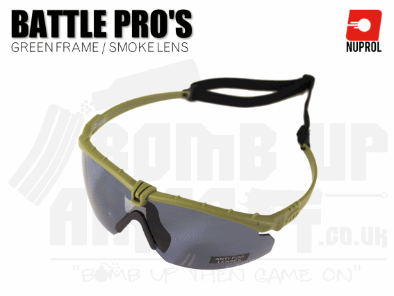 Nuprol PMC Battle Pro Eye Protection With Inserts - Green Frame/Smoke Lens