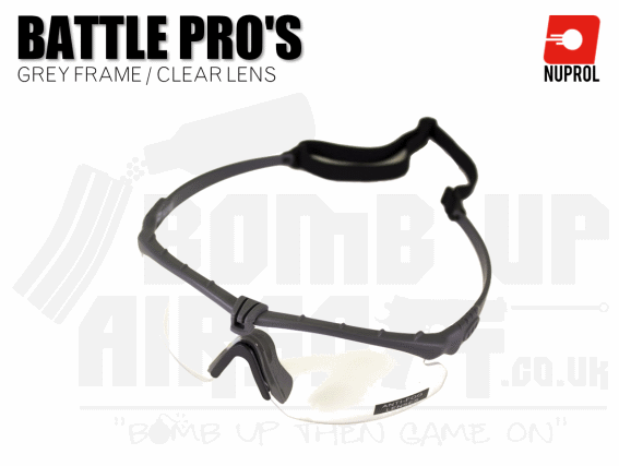 Nuprol PMC Battle Pro Eye Protection With Inserts - Grey Frame/Clear Lens