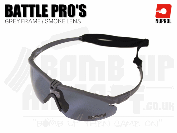Nuprol PMC Battle Pro Eye Protection With Inserts - Grey Frame/Smoke Lens