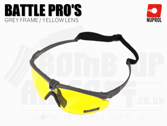 Nuprol PMC Battle Pro Eye Protection With Inserts - Grey Frame/Yellow Lens