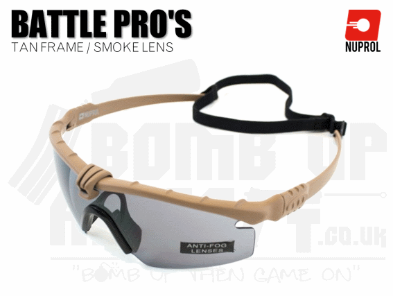 Nuprol PMC Battle Pro Eye Protection With Inserts - Tan Frame/Smoke Lens
