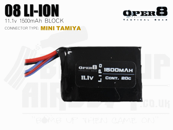 Oper8 11.1v 1500mah Block Style Li-Po Battery - Tamiya