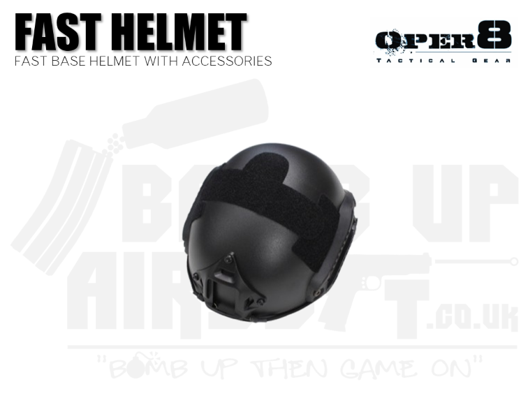 Oper8 Fast Base Helmet with Accessories - Black