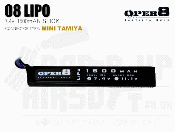 Oper8 7.4v 1500mah Stick Style Li-Po Battery - Tamiya