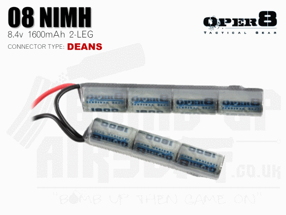 Oper8 8.4v 1600mah Crane Stock NiMH Battery - Deans