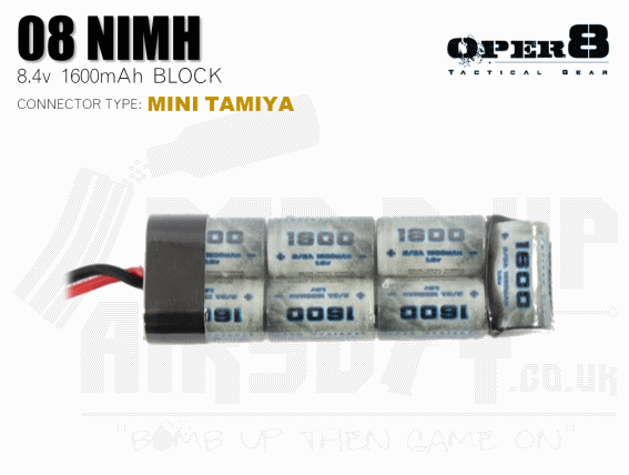 Oper8 8.4v 1600mah Mini NiMH Battery - Tamiya