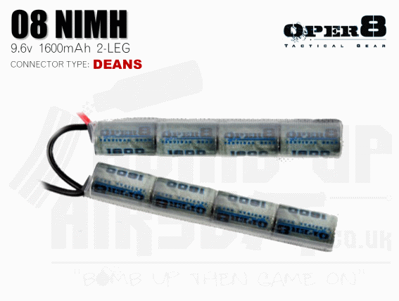 Oper8 9.6v 1600mah Crane Stock NiMH Battery - Deans