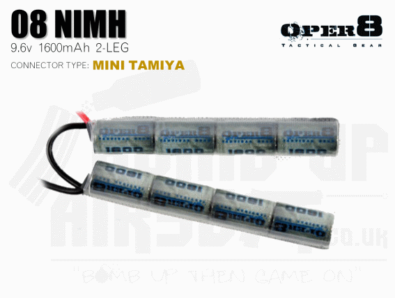 Oper8 9.6v 1600mah Crane Stock NiMH Battery - Tamiya