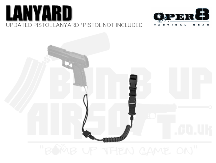 Oper8 Updated Pistol Lanyard - Black
