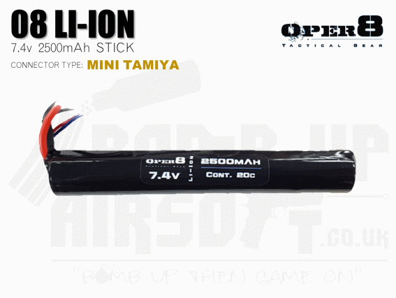 Oper8 7.4v Li-Ion 2500mah Stick Style battery - Mini Tamiya