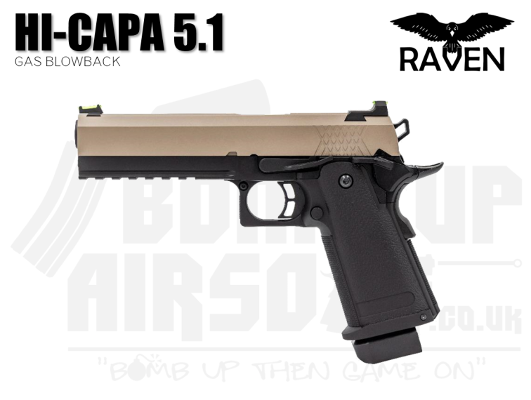 Raven Hi-Capa 5.1 GBB Airsoft Pistol - Black and Tan