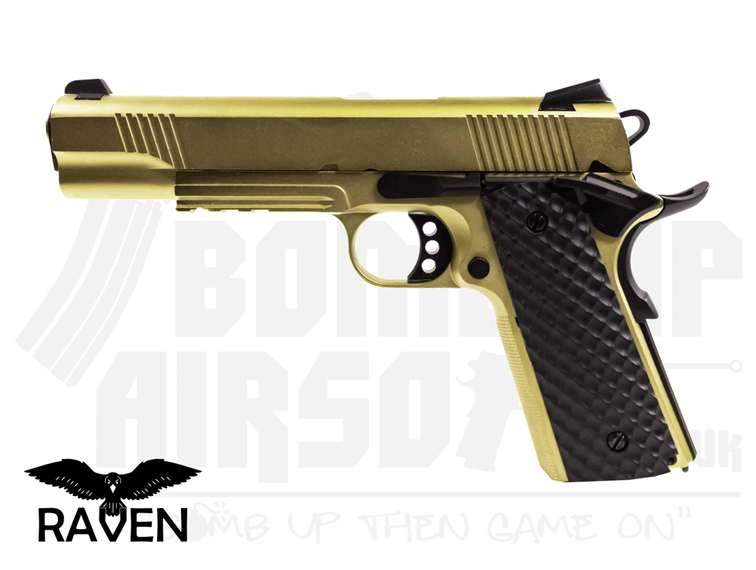 Raven 1911 MEU Railed GBB Airsoft Pistol - Gold