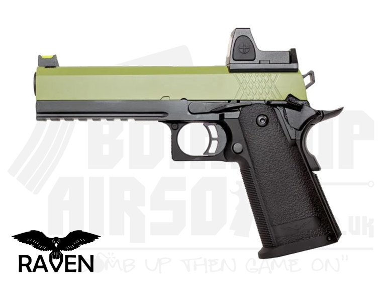 Raven Hi-Capa 5.1 + BDS GBB Airsoft Pistol - Black/Green