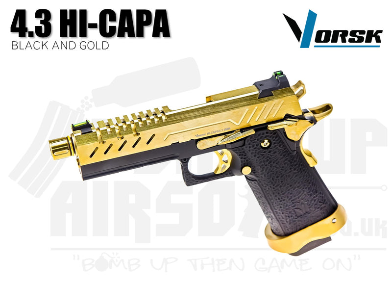 Vorsk Hi-Capa 4.3 Black and Gold GBB Airsoft Pistol