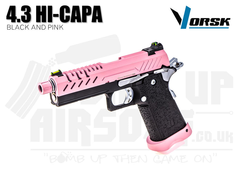 Vorsk Hi-Capa 4.3 Black and Pink GBB Airsoft Pistol