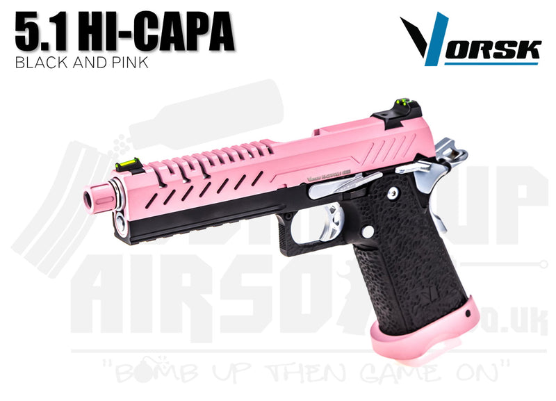 Vorsk Hi-Capa 5.1 Black and Pink GBB Airsoft Pistol