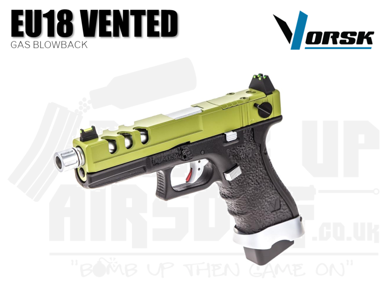 Vorsk EU18 Vented Black and Green GBB Airsoft Pistol
