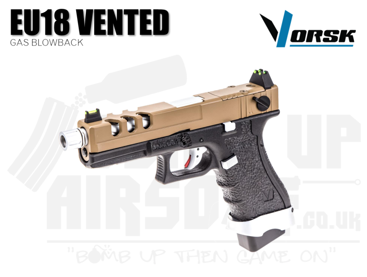 Vorsk EU18 Vented Black and Tan GBB Airsoft Pistol