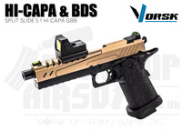 Vorsk Hi-Capa 5.1 Split Slide With BDS GBB Airsoft Pistol - Tan/Black