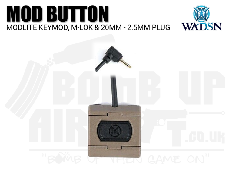 WADSN Modlite Mod Button For KeyMod, M-LOK & 20mm (2.5mm Plug) - Dark Earth