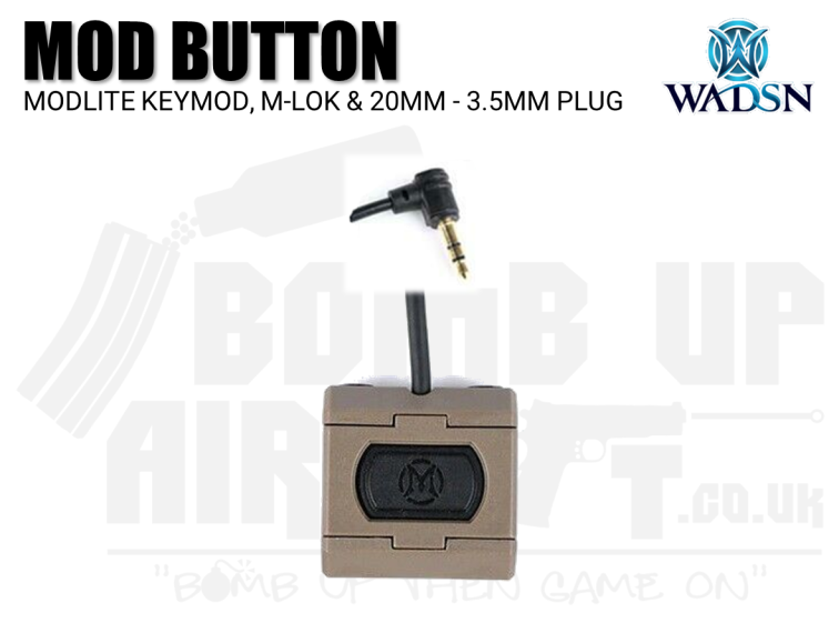 WADSN Modlite Mod Button For KeyMod, M-LOK & 20mm (3.5mm Plug) - Dark Earth