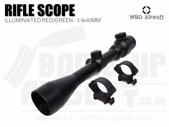 WBD Illuminated Crosshair Rifle Scope 3-9x40mm