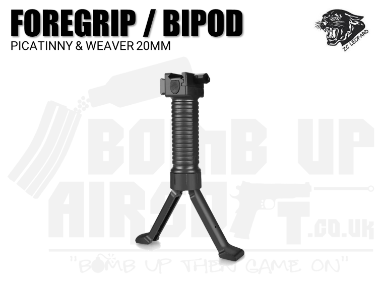 ZCI RIS Foregrip with Bipod for Picatinny & Weaver 20mm Rail