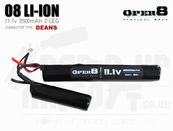 Oper8 11.1v Li-Ion 2500mah Split Style battery - Deans